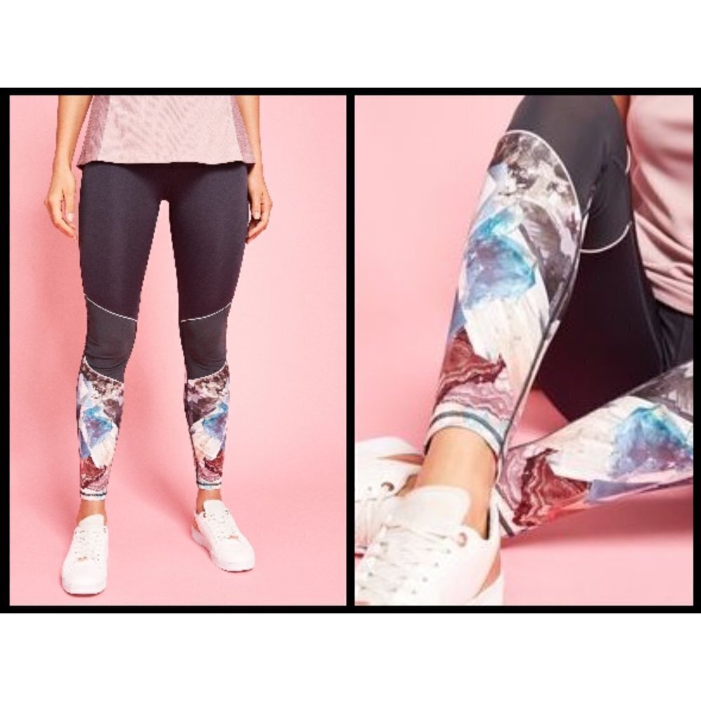 Ted Baker Minerals Graphic Mesh Leggings Mid Gray Large L Nwt
